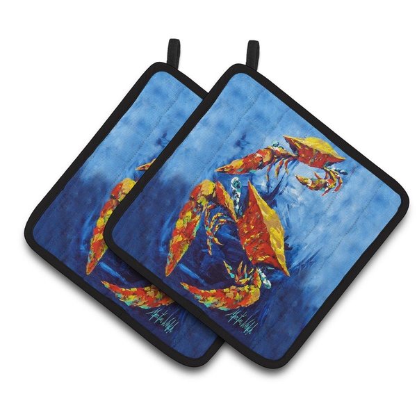 Carolines Treasures Crab Puddle O Two Pair of Pot Holders MW1345PTHD